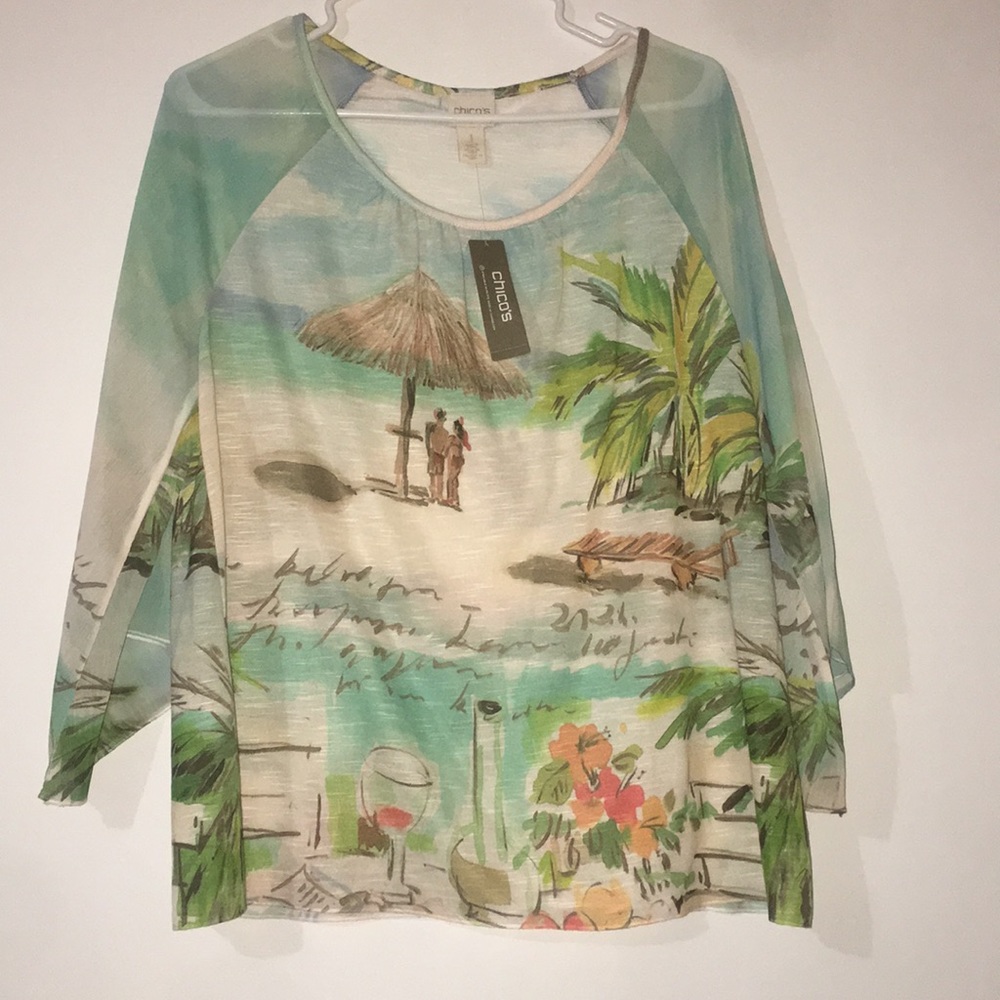 Chicos Easy Tee-Seaside Sagria